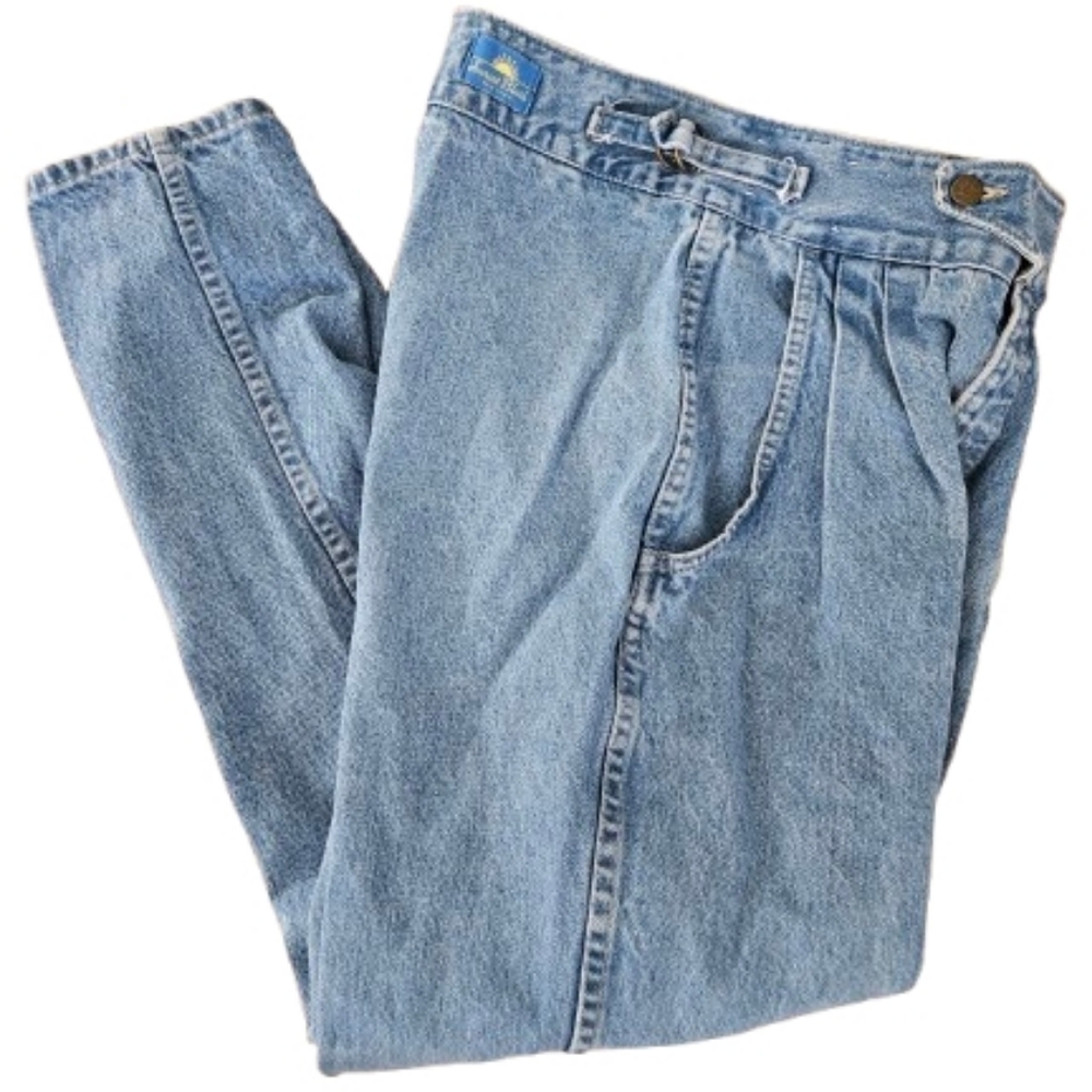 Vintage 80s USA Made Pleated Mom Jeans High Waist Tapered Leg Size 16 Long - Picture 10 of 10